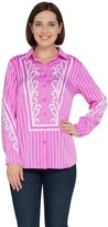 Thumbnail for your product : Bob Mackie Woven Pinstriped Button Front Blouse