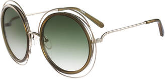 Chloé Carlina Trimmed Round Sunglasses