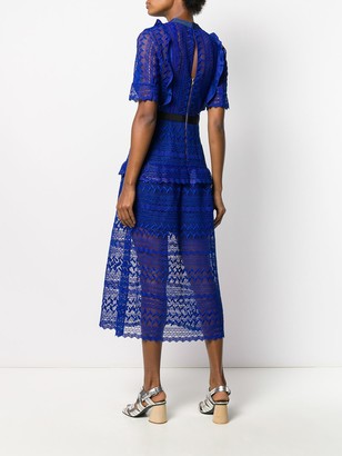 Self-Portrait Geometric Lace Midi Dress