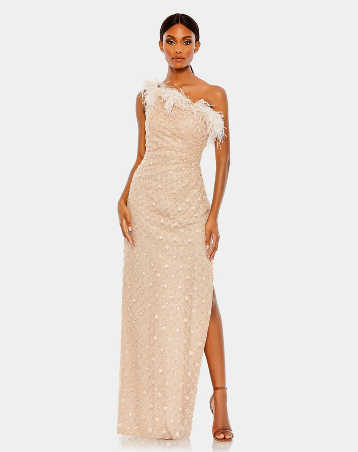 Leena for Mac Duggal Sequin Bodysuit & Sheer Skirt Gown - ShopStyle Evening  Dresses