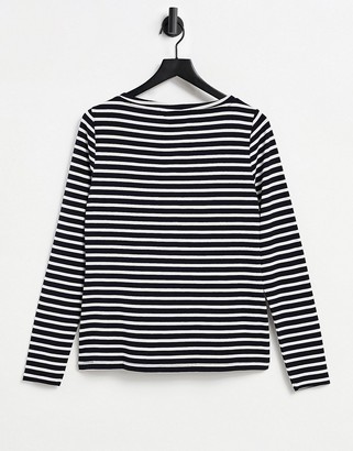 ASOS Tall ASOS DESIGN long-sleeved striped T-shirt in navy - ShopStyle