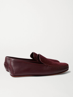 Manolo Blahnik Mayfair Leather and Suede Slippers - Men - Burgundy - UK 8