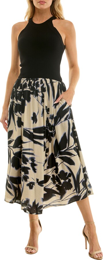 Socialite Floral Print Fit & Flare Tank Dress