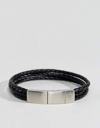 Fossil Leather Wrap Bracelet In Black