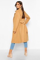 Thumbnail for your product : boohoo Double Breasted Belted Wool Look Coat