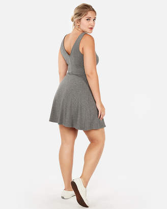 Express Double V Sleeveless Fit And Flare Dress