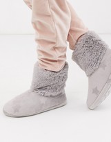 Thumbnail for your product : Hunkemoller embossed star slipper boot in grey