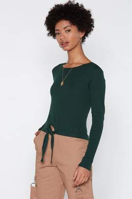 Nasty Gal Womens So Up Tie Fitted Top - green - XS