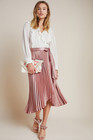 paulina pleated midi skirt by maeve in pink size 10