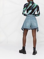 Thumbnail for your product : Sacai Draped High-Waisted Denim Shorts