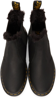 Dr. Martens Black 2976 Faux-Fur Lined Chelsea Boots