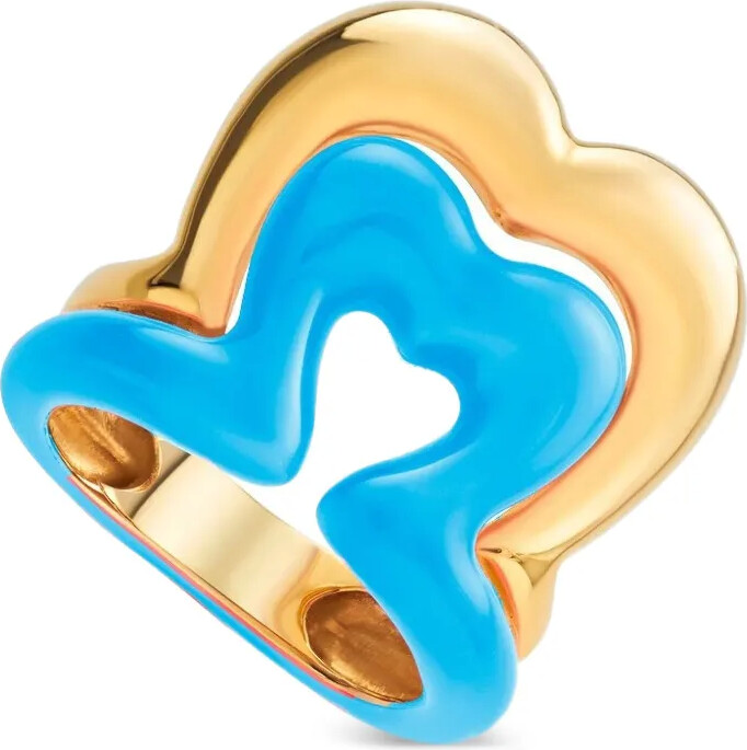 Nevernot 14kt Gold Enamel Heart Ring