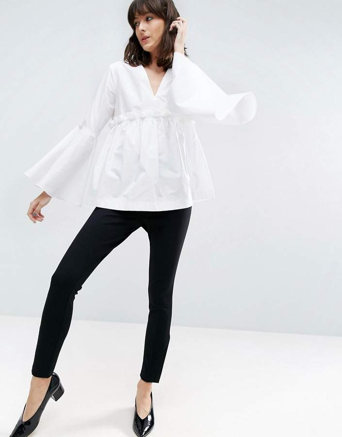 ASOS Ruffle Yoke Bell Sleeve Top ShopStyle