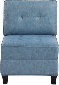 Latitude Run Living Room Furniture Armless Chair Blue Tufted Solid Wood Modern Comfort 1Pc Modular Piece Armless Chair Hidden Storage