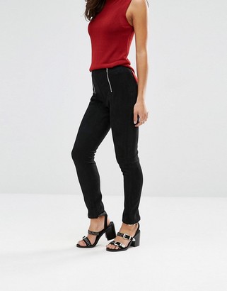 Glamorous Petite Skinny Pant With Zip Front Detail