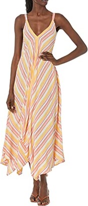 Angie Women's Striped Multicolor Hanky Hem Maxi Dress