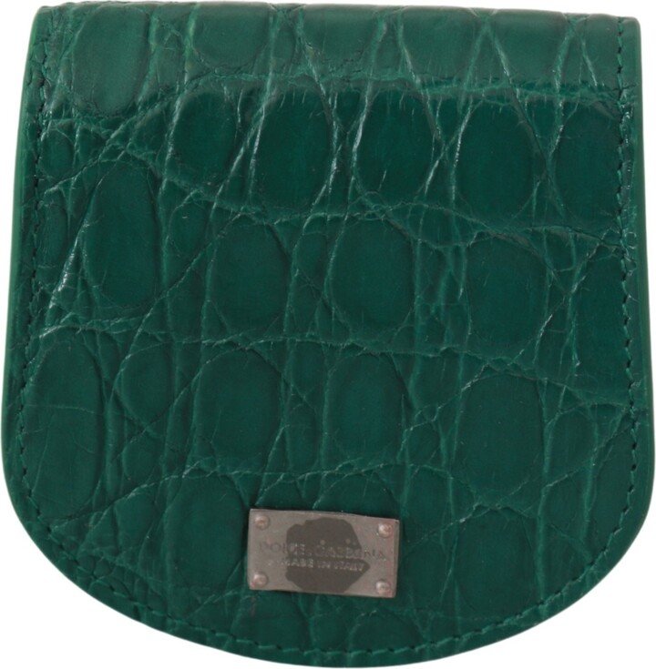 Dolce & Gabbana Green Exotic Skins Condom Case Holder Men's Wallet
