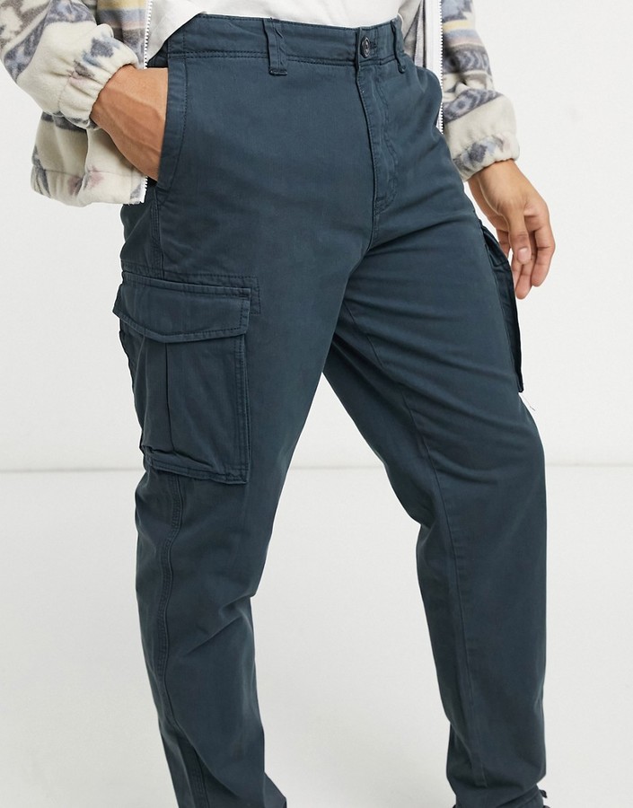 Selected cargo pants with cuffed hem in navy - ShopStyle Chinos & Khakis