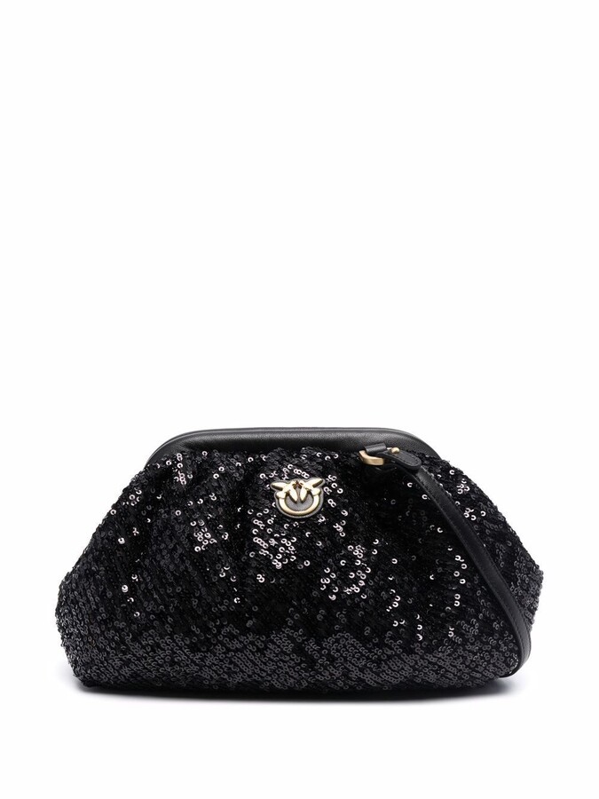 black sequin clutch bag