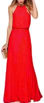 Thumbnail for your product : Yacun Women's Halter Sleeveless Floor-Length Pleated Party Bridesmaid Dress XL