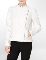 Thumbnail for your product : Calvin Klein Perforated Faux Leather Flyaway Detail Moto Jacket