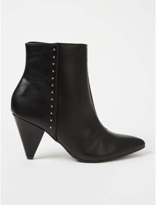 George Black Studded Cone Heel Ankle Boots