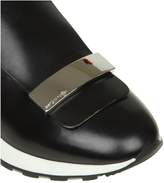 Thumbnail for your product : Sergio Rossi Sneakers In Black Leather And Fabric With Silver Metal Plate