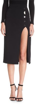 Cushnie Dahlia Button-Side Slit Skirt