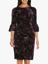 Thumbnail for your product : Adrianna Papell Floral Velvet Ruched Sheath Dress, Purple/Multi