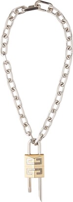 Silver Lock & Chain necklace in silver toggle Clear Rhinestone – Patches Of  Upcycling