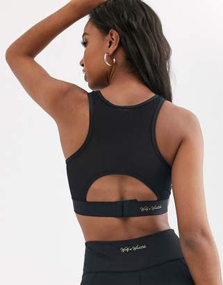 Wolfwhistle Wolf & Whistle sports bra with mesh panels in black
