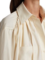 Thumbnail for your product : Victoria Beckham Gathered Silk Tieneck Blouse