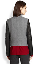 Thumbnail for your product : Vince Leather-Sleeved Bouclé Jacket