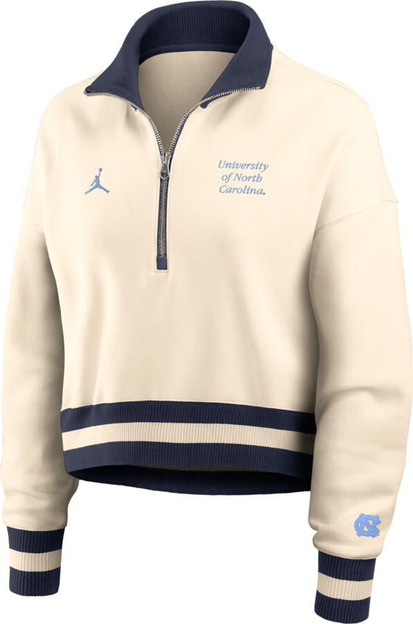 Jordan Women's North Carolina Legacy College Cropped 1/4-Zip Crew in Brown | 0JO80C38NCN-FFD