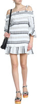 Thumbnail for your product : Rachel Zoe Cold-shoulder Striped Cotton, Linen And Ramie-blend Mini Dress