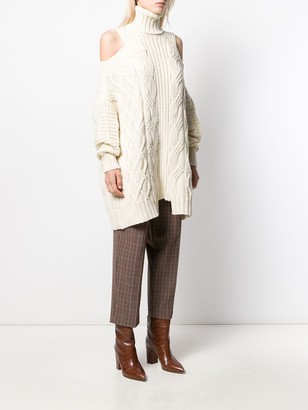 Monse Cold-Shoulder Fisherman Knit Sweater