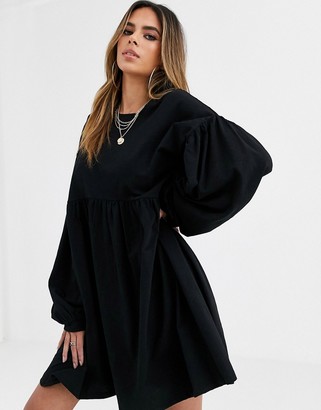 ASOS DESIGN Long sleeve oversized smock mini dress