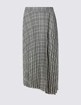 Thumbnail for your product : M&S Collection Checked Asymmetric Pleated Midi Skirt