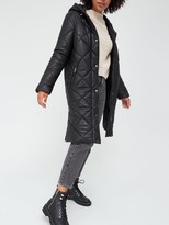 Thumbnail for your product : Very Faux Leather Diamond Quilt Padded Coat Black