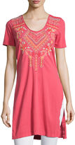 Thumbnail for your product : Johnny Was Sonya Side-Slit Embroidered Cotton Tunic