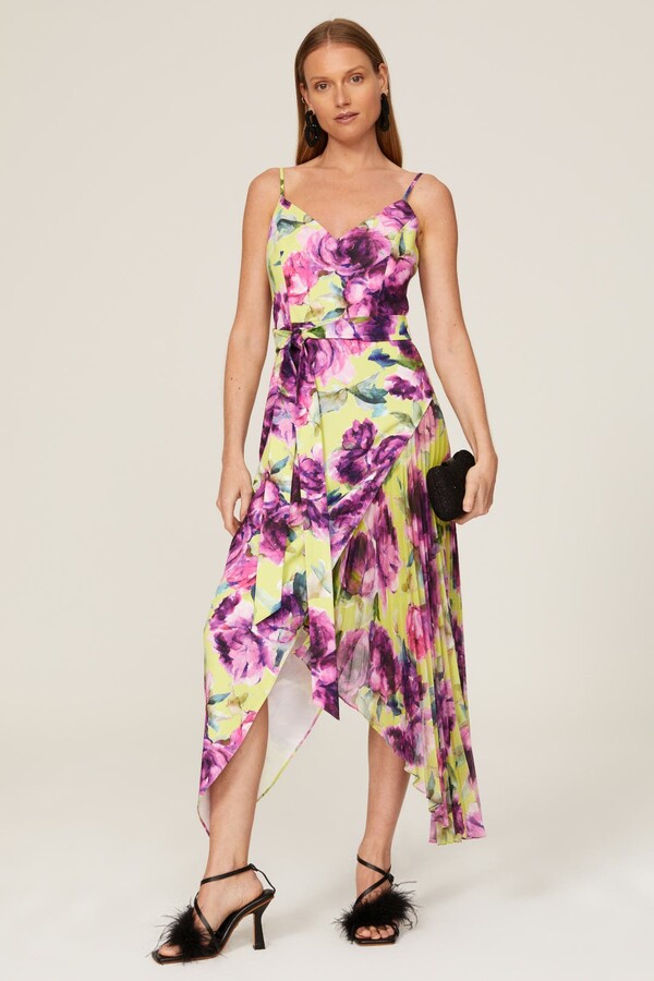 Multicolored Pleated Dress Multicolored-print