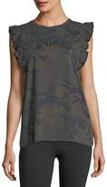 Thumbnail for your product : The Upside Camo Frill Cotton Muscle Tank Top