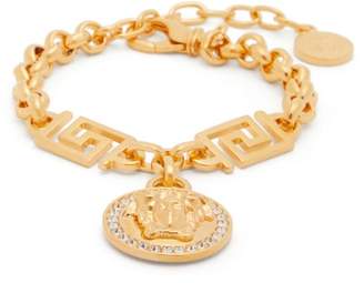 Versace Crystal Medusa-head Greca-chain Bracelet - Womens - Gold
