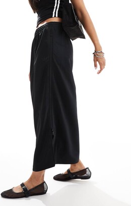 ★adidas★ Firebird Zip-Up Maxi Skirt Black adidas Originals Firebird Zip-Up Maxi Skirt Women's Casual