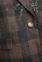 Thumbnail for your product : Brunello Cucinelli Checked Embellished Linen-blend Blazer
