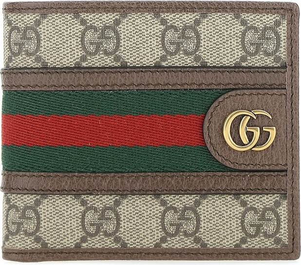 Gucci Gg Supreme Wallet In Beige,green