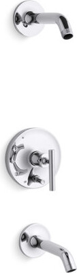 Purist Rite-Temp Bath And Shower Trim Set With Push-Button Diverter And Lever Handle, Less Showerhead