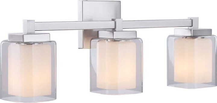 Aspen Creative Corporation 24 in. 3-Light Satin Nickel Vanity Light with Clear Glass Shade