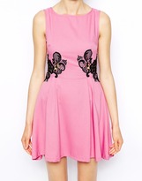 Thumbnail for your product : AX Paris Skater Dress with Lace Waist Detail