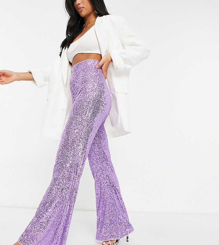 purple sequin pantsuit